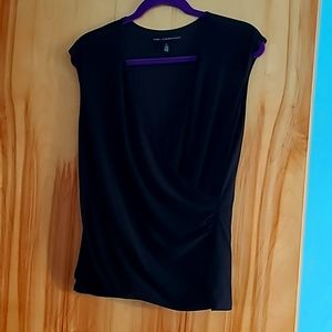 WHBM Black Surplice Top